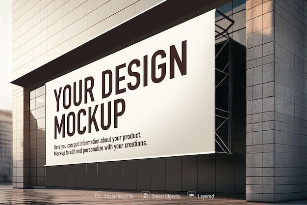 Mockup banner banner on the wall of a building