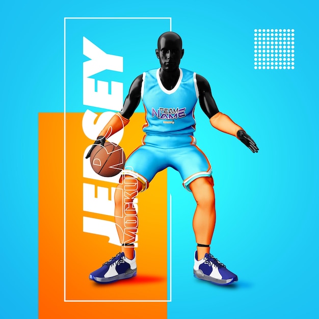 PSD mockup basketbal dribbelen