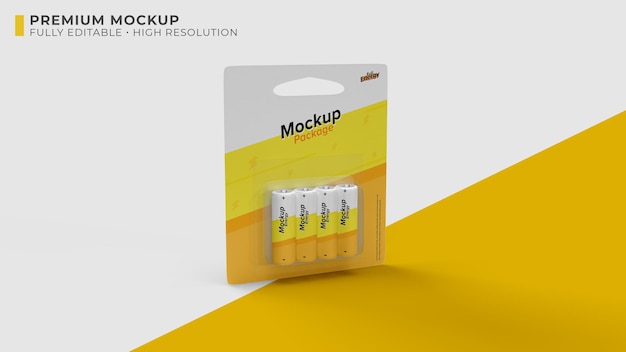 mockup of a battery pack and four batteries