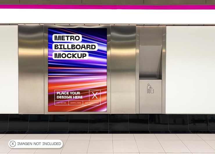 PSD mockup billboard underground poster promo