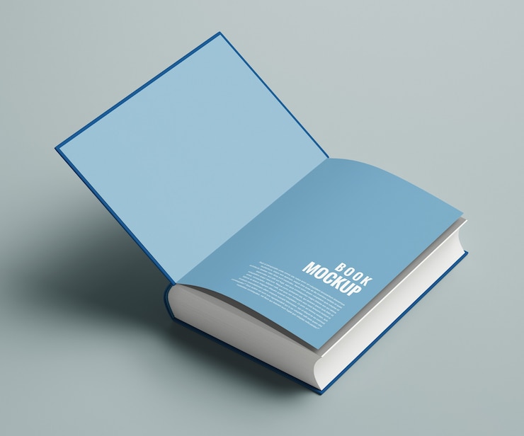 PSD mockup binnenomslag van dik boek geïsoleerd