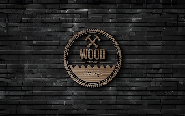 mockup on black wall with wood texture for design presentation