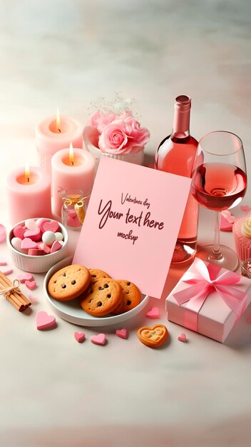 PSD mockup blank card valentines day celebration