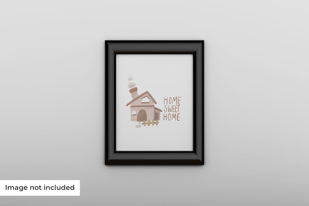 mockup blank photo frame on wall