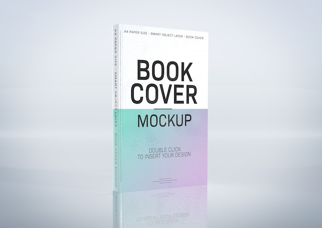 A mockup of a book cover on grey surface