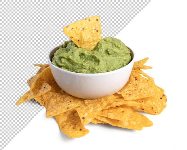 Mockup of a bowl with guacamole and nachos