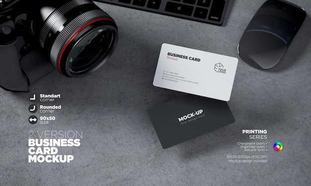 PSD mockup business card in 3d rendering
