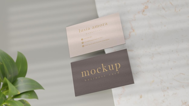 Mockup business card design on marble