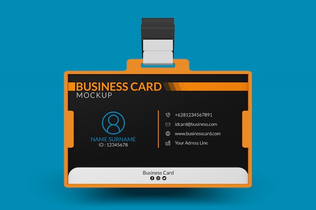 PSD mockup of business card in id holder