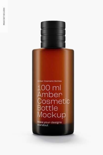 Mockup butelki kosmetycznej Amber 100 ml, widok z przodu