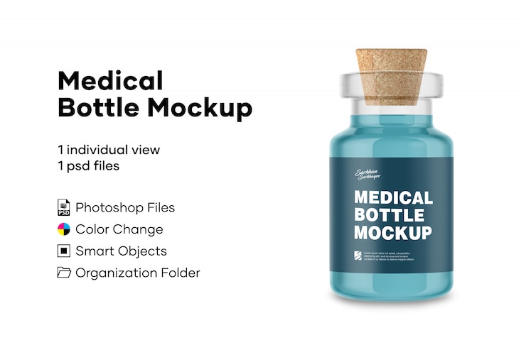 PSD mockup butelki medycznej