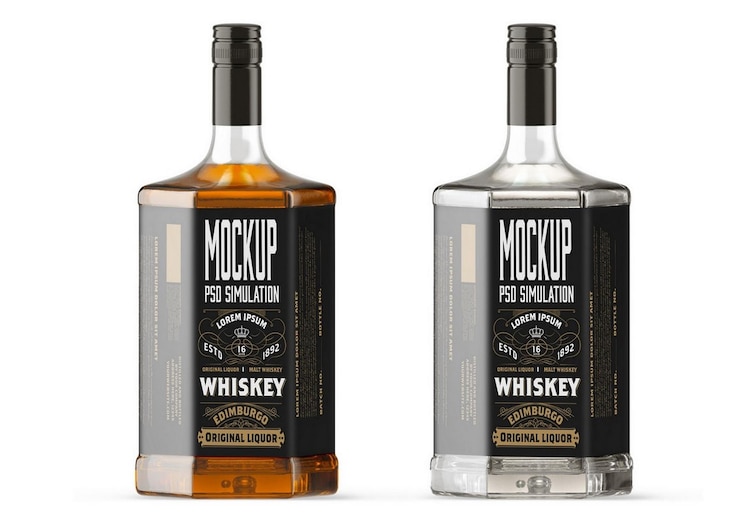 PSD mockup butelki whisky