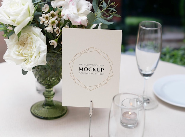 PSD mockup card for wedding table setting