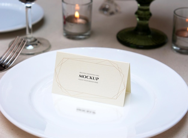 PSD mockup card for wedding table setting