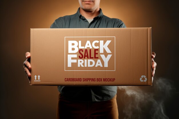 PSD mockup of cardboard shipping box design