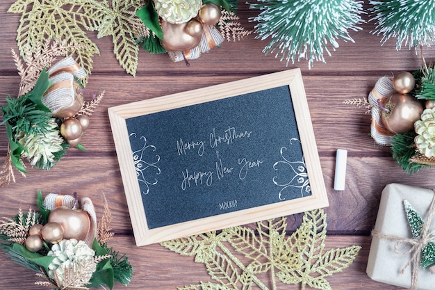 PSD mockup chalkboard for christmas and new year