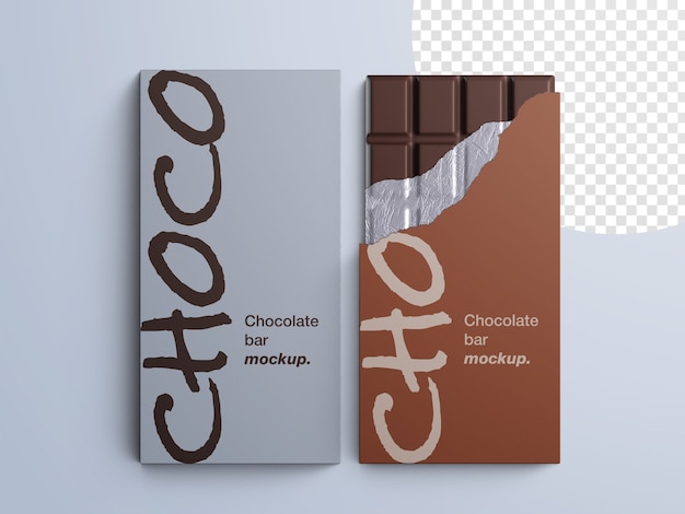 Mockup of chocolate bar packaging isolated