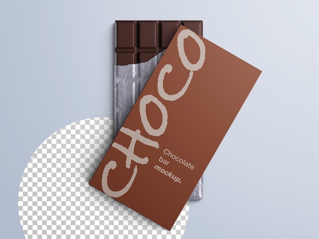 Mockup of chocolate bar packaging isolated