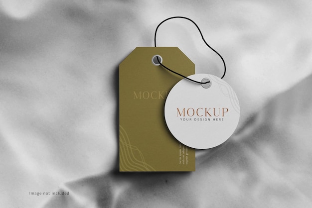 Mockup of clothing label tag on soft fabric