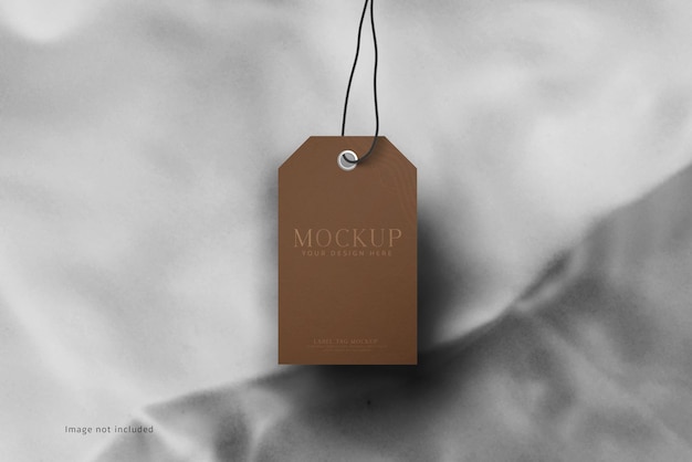 Mockup of clothing label tag on soft fabric