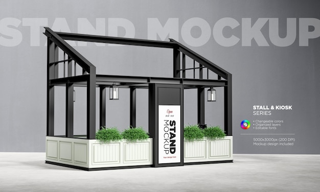 Mockup coffee stand cafe or street kiosk