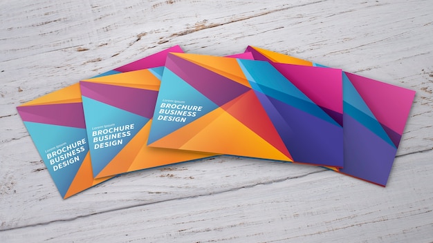 PSD mockup of colorful brochures