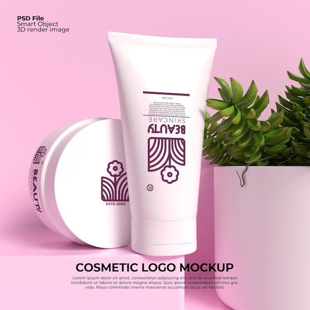 Prodotto cosmetico mockup per donna di bellezza per la cura della pelle del logo