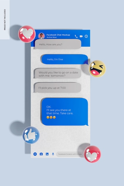 Mockup Czatu Na Facebooku Z Wysokim Kątem Widzenia