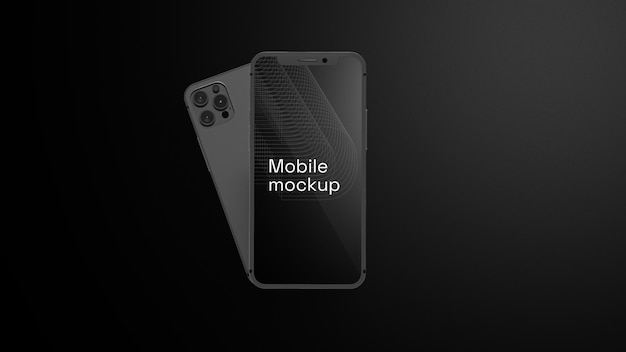 Mockup de moviles oscuro en вертикальный фронтальный