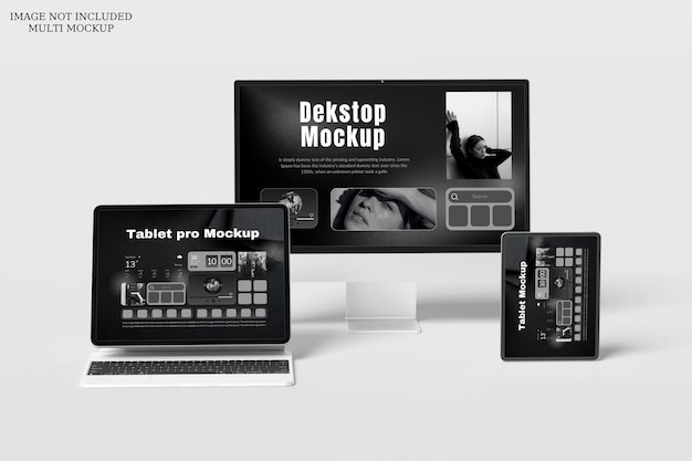 Mockup dekstop dla wielu telefonów przenośnych i tabletów