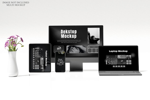Mockup dekstop dla wielu telefonów przenośnych i tabletów