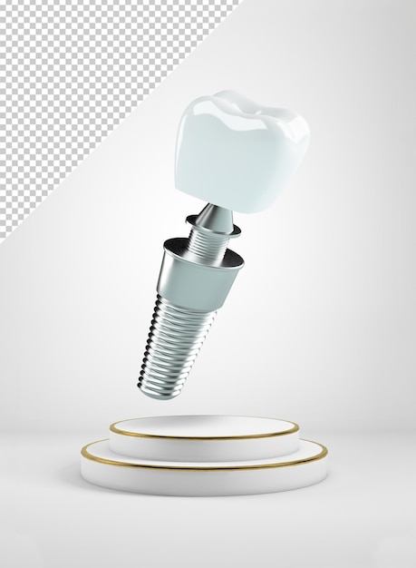 Mockup of a dental implant on a podium