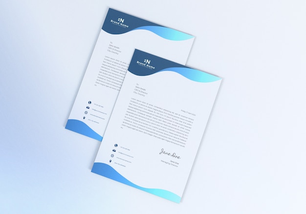 Mockup design di carta intestata realistica