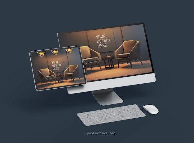 Mockup of desktop and tablet for UIUX Product Showcase 3D Render