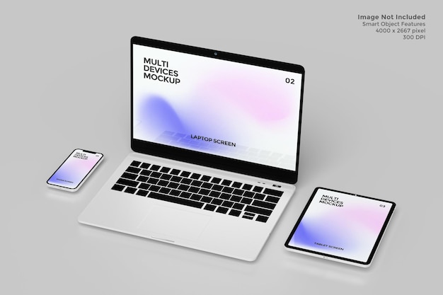 Schermata dei dispositivi mockup nel rendering 3d