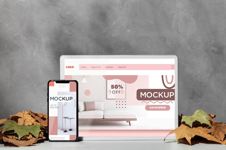 PSD mockup devices standing on the table next to leaves