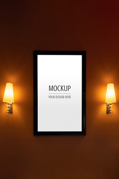 Mockup of Display frame movie poster cinema light box 