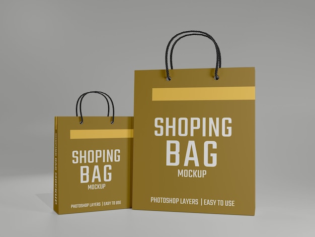 Mockup display-product voor papieren zakken