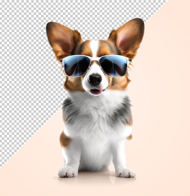 PSD mockup di un cane con occhiali da sole