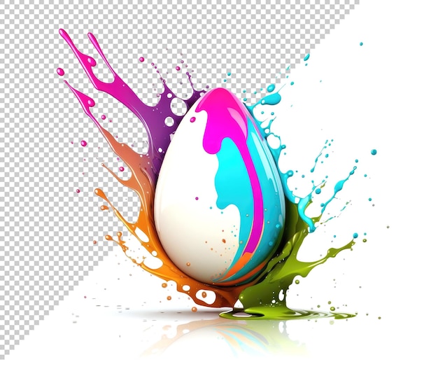 Mockup di un uovo di pasqua in spruzzi colorati