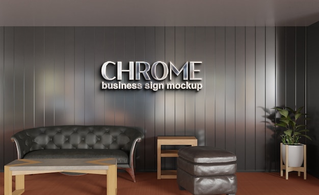 PSD mockup efektu logo chrome