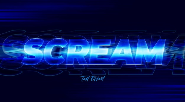 PSD mockup efektu stylu tekstu scream 3d premium