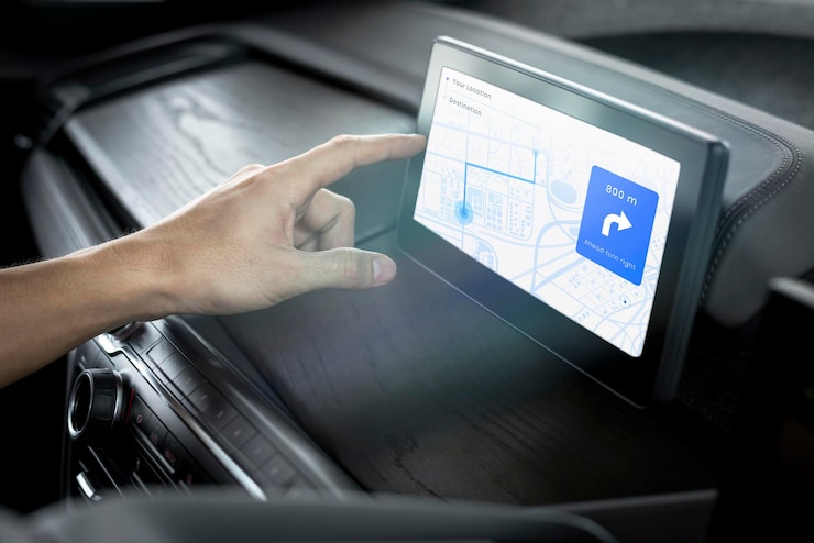 PSD mockup ekranu dotykowego nawigacji gps w smart car psd