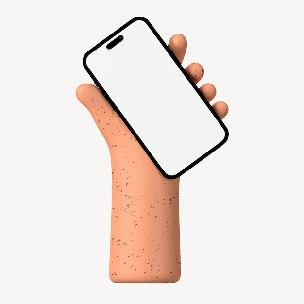 Mockup ekranu smartfona 3D ilustracja ręczna psd