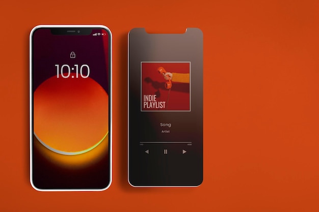 Mockup ekranu telefonu estetyczny projekt zachodu słońca psd