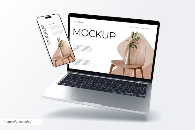 Mockup ekranu telefonu i laptopa na wielu urządzeniach