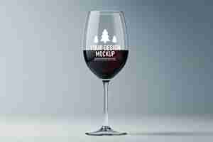 PSD mockup of a elegant red wine glass on gray backdrop generative ai