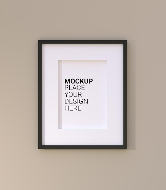 PSD mockup empty photo frame on the wall