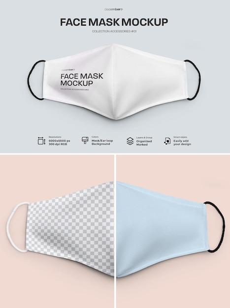 PSD mockup face mask design