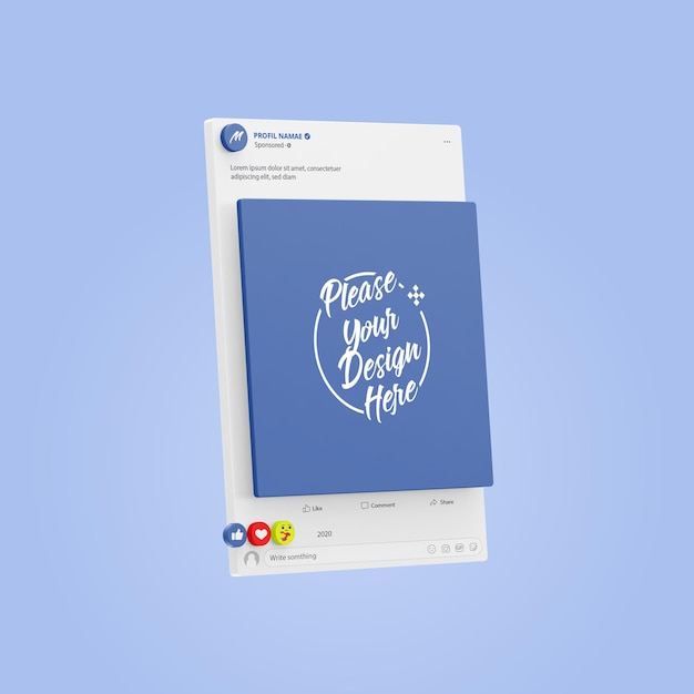 PSD mockup facebook sociale media 3d